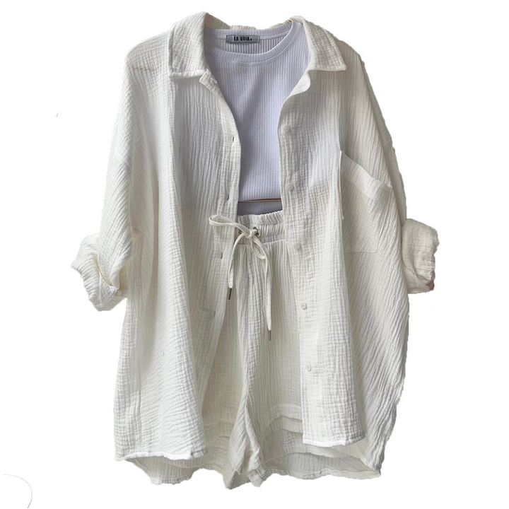 W&W Mode | Set Knopfleiste Sommer Zweiteiliges Set Damenbekleidung