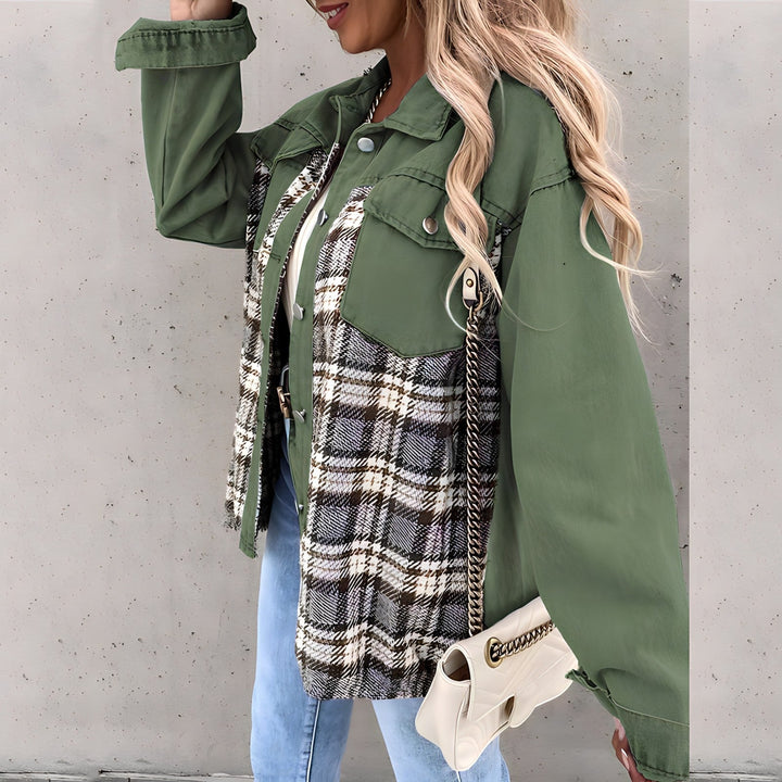 Langärmelige karierte Jacke