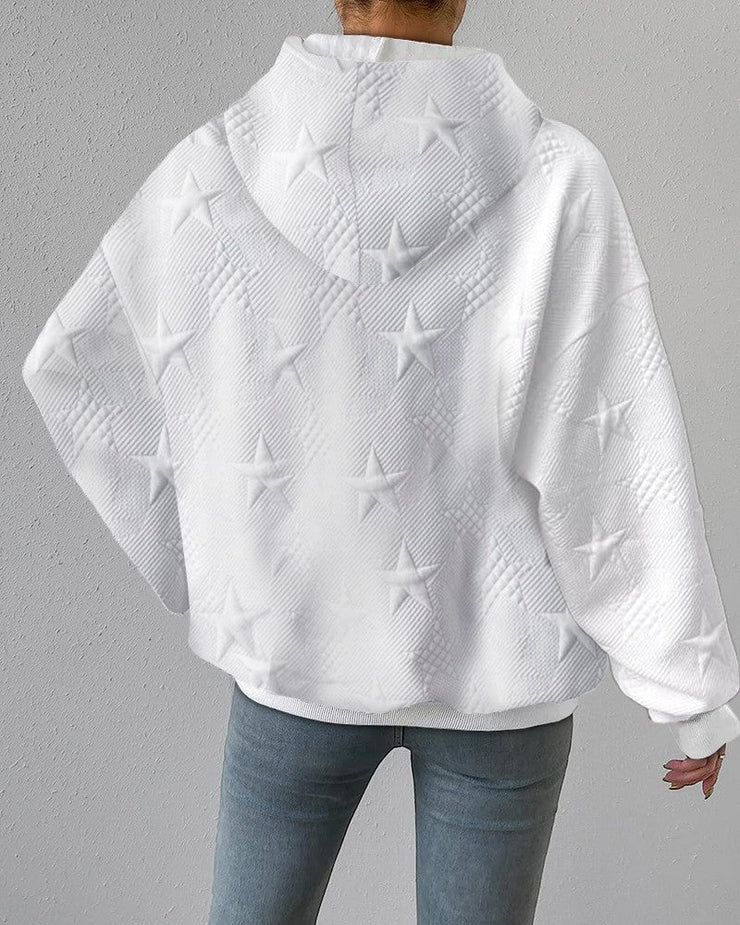 W&W Mode | Damen Kapuzenpullover Mit Sternenprägung
