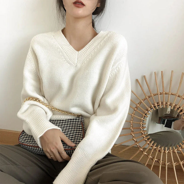 W&W Mode | Minimalismus V-ausschnitt Pullover Pullover