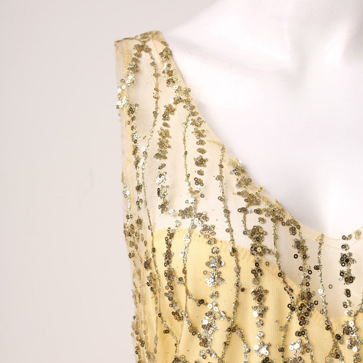 Damen Abendkleid mit funkelnden Strassapplikationen und tiefem V-Ausschnitt W&W Mode