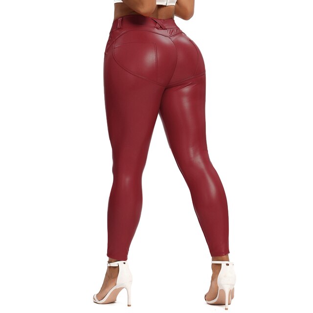 W&W Mode | Leder Leggings Fitness Hosen Ohne Bauch