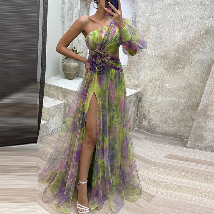 W&W Mode | Damen Schulterfreies Partykleid Mit Print