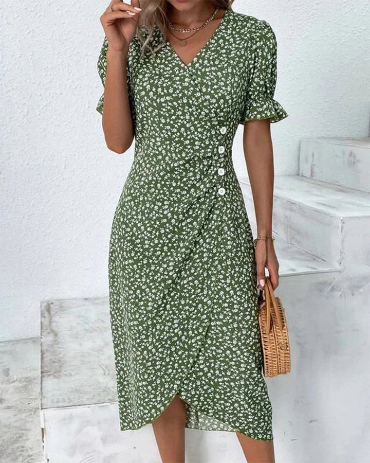 W&W Mode - Florales Kleid mit V-Ausschnitt