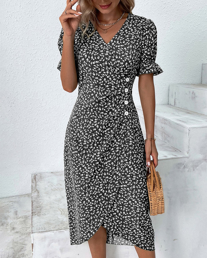 W&W Mode - Florales Kleid mit V-Ausschnitt