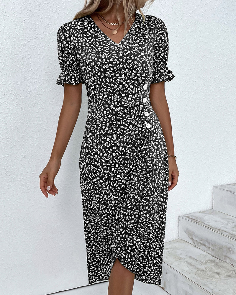 W&W Mode - Florales Kleid mit V-Ausschnitt
