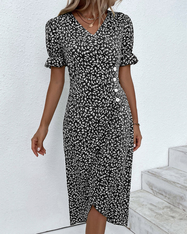 W&W Mode - Florales Kleid mit V-Ausschnitt