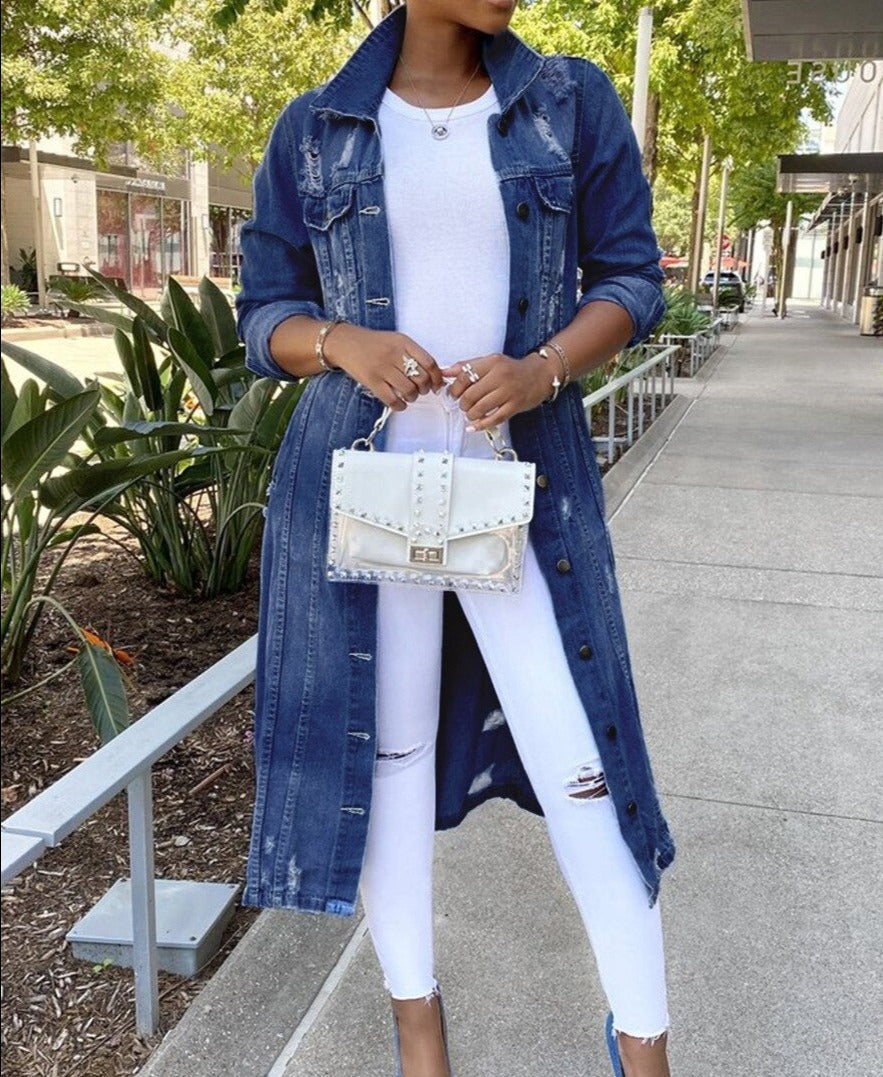 W&W Mode - Lange Damenjeansjacke