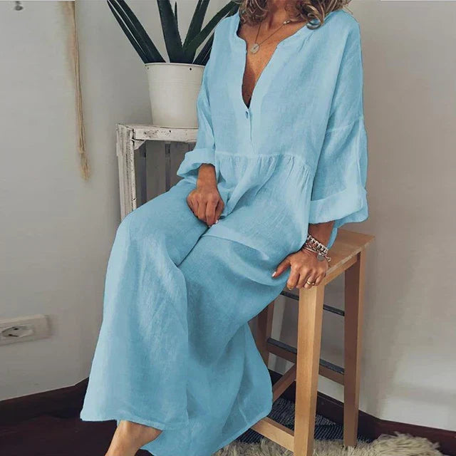 W&W Mode | Elegantes Lockeres Baumwoll-Sommerkleid