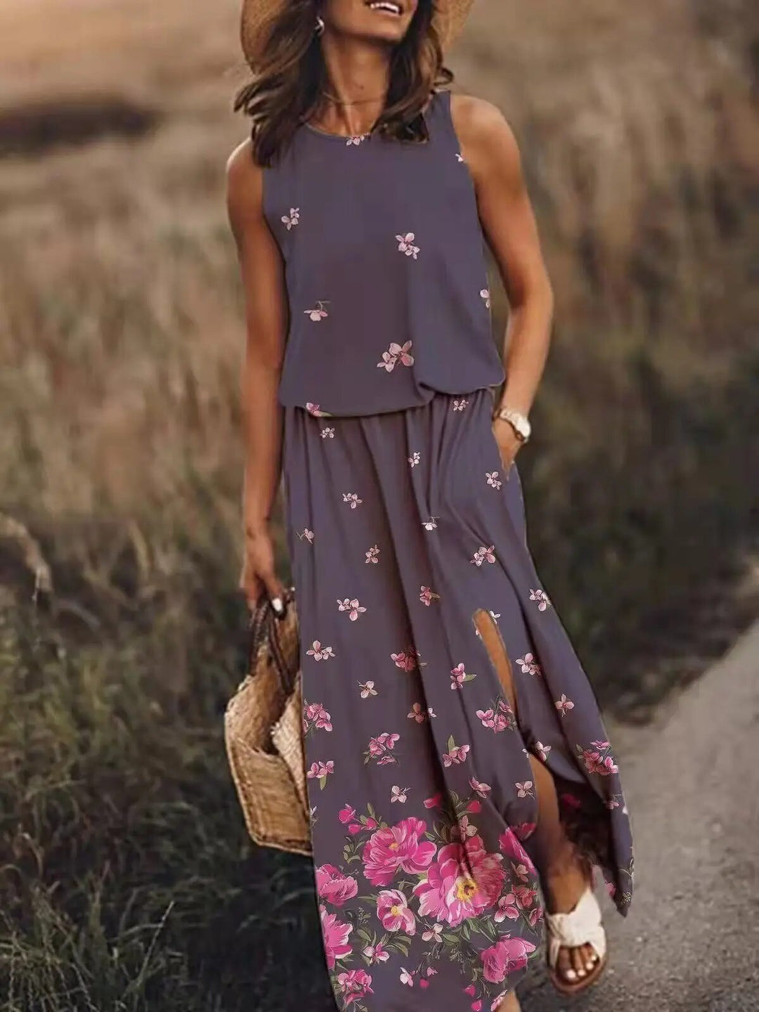 W&W Mode | Sonnenkleid Floral Schlitz W&W Mode | Kleid Sommerkleid