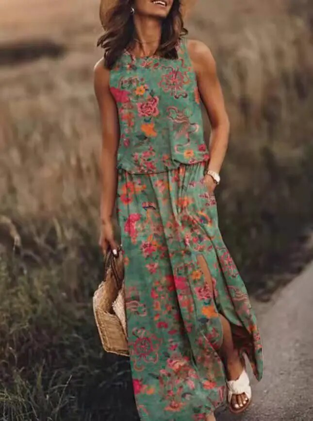 W&W Mode | Sonnenkleid Floral Schlitz W&W Mode | Kleid Sommerkleid