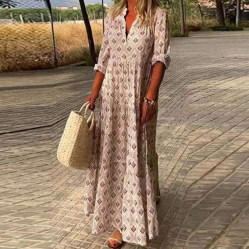 W&W Mode | Halbarm V Ausschnitt Boho Kleid Sommerkleid