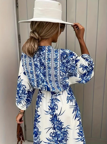 W&W Mode | Halbarm V-Ausschnitt Sommerkleid Langes Kleid