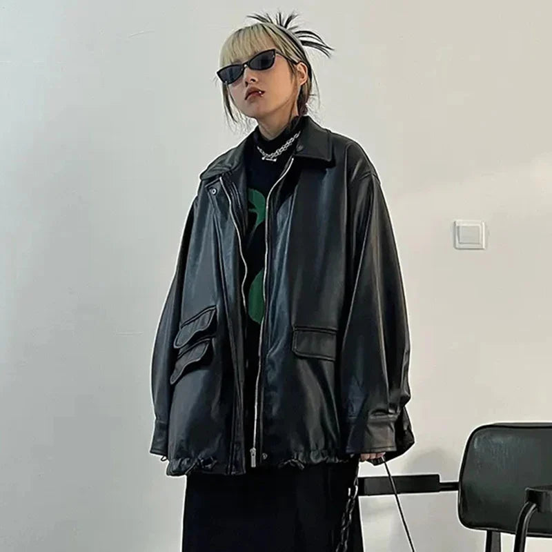 W&W Mode | Elegante Oversize-Lederjacke für Damen