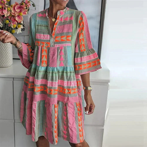 W&W Mode | Halbe Ärmel Lose Passform Rüschen Sommerkleid