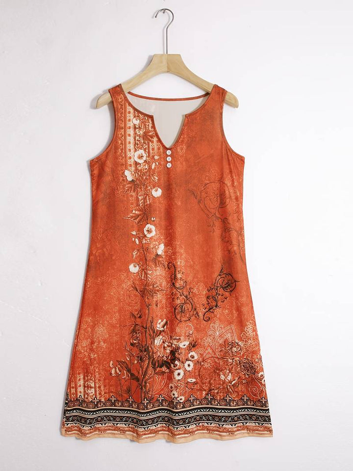 W&W Mode | Ärmellos Lockere Passform Boho Kleid Sommerkleid