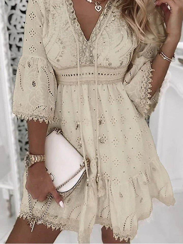 W&W Mode | Halbe Ärmel Boho Style Spitzenkleid Sommerkleid