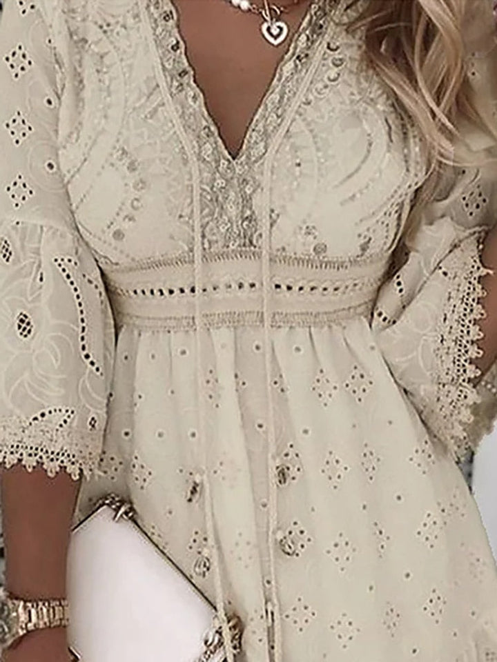 W&W Mode | Halbe Ärmel Boho Style Spitzenkleid Sommerkleid