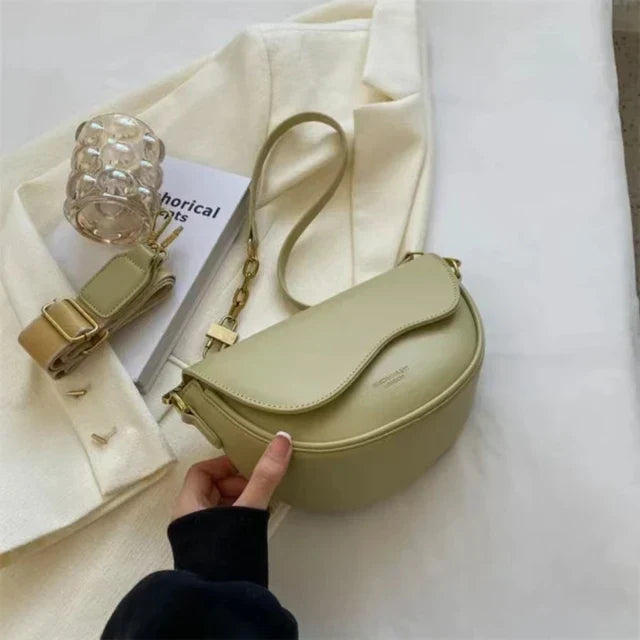 W&W Mode - Damen Schultertasche aus PU-Leder mit breitem Riemen