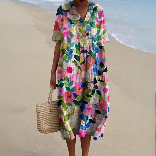 W&W Mode | Buntes Baumwoll-Sommerkleid