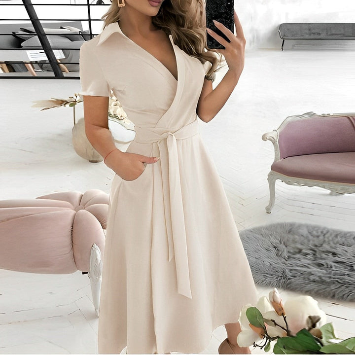 W&W Mode | A-Linien Kleid mit V-Ausschnitt für Damen - Elegant und Zeitlos