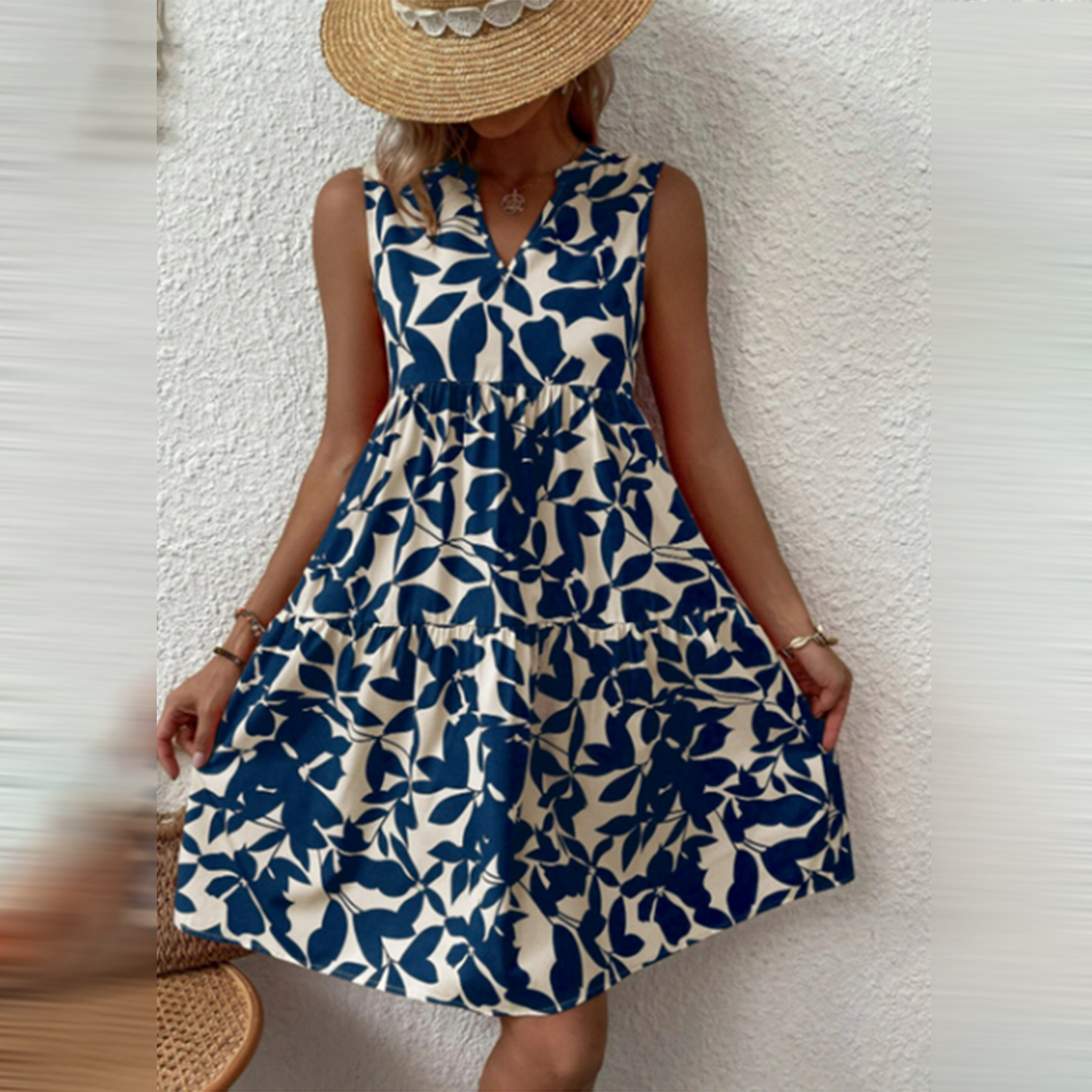 W&W Mode | Kleid Ärmellos Boho Stil V-Ausschnitt Lockere Passform Leicht und Atmungsaktiv