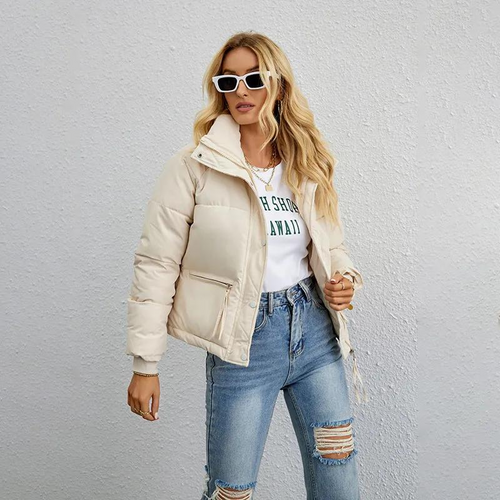 Parka Wattierte Jacke | Kurze Winterjacke für Frauen