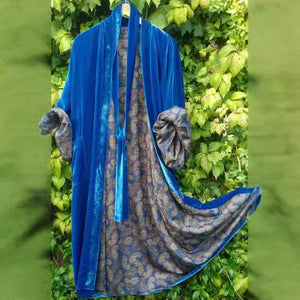 W&W Mode | Satin Digital Floral Taille Gürtel Cardigan Schlafanzug