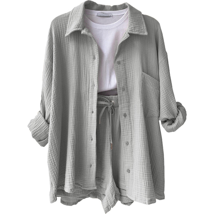 Damen lässiges Sommer-Outfit mit moderner Knopfleiste und elastischem Bund W&W Mode