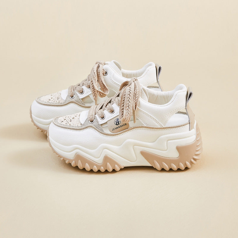 W&W Mode - Damen atmungsaktive vulkanisierte Plateau-Sneaker mit dickem Boden