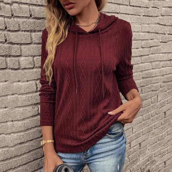 W&W Mode Schnürung langärmliger Jacquard Kapuzenpullover