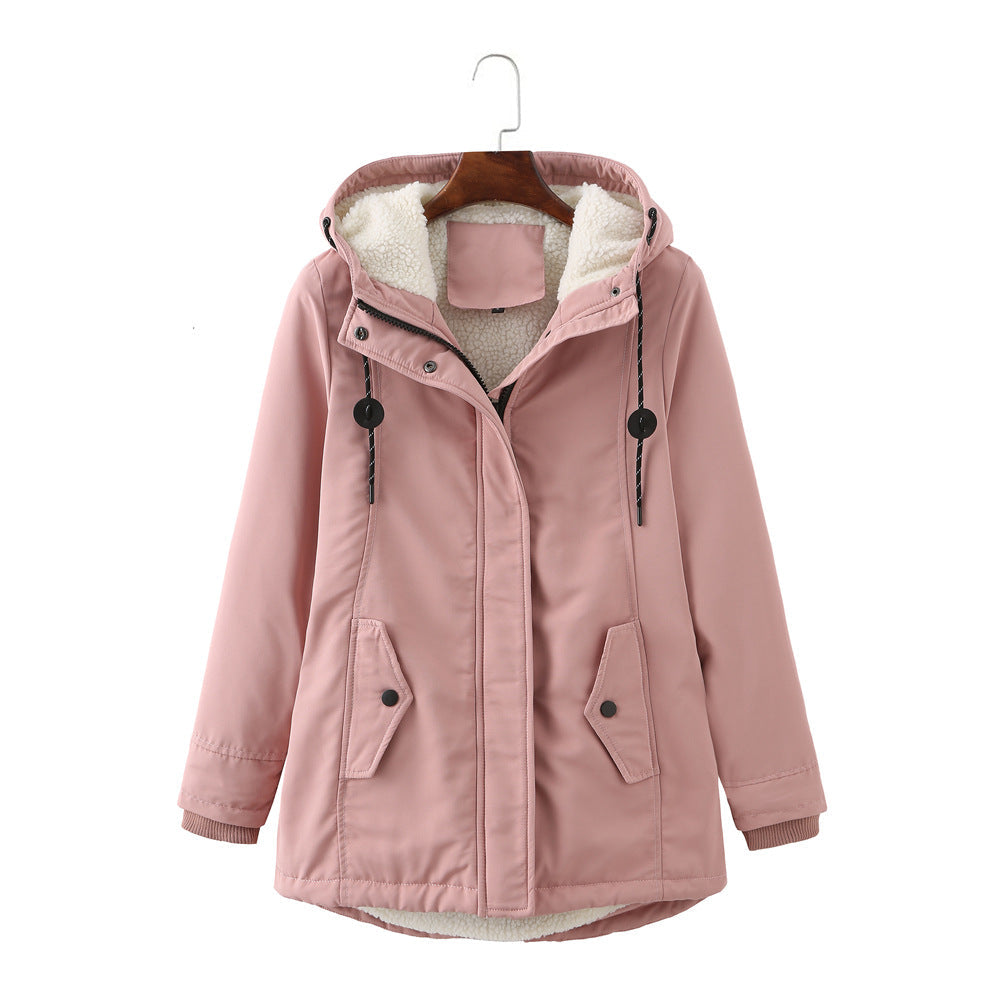 Damen-Winterjacke mit Futter und verstellbarer Kapuze