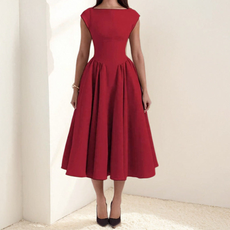 Damen Elegantes Midikleid mit tailliertem Oberteil und schwingendem Rock W&W Mode