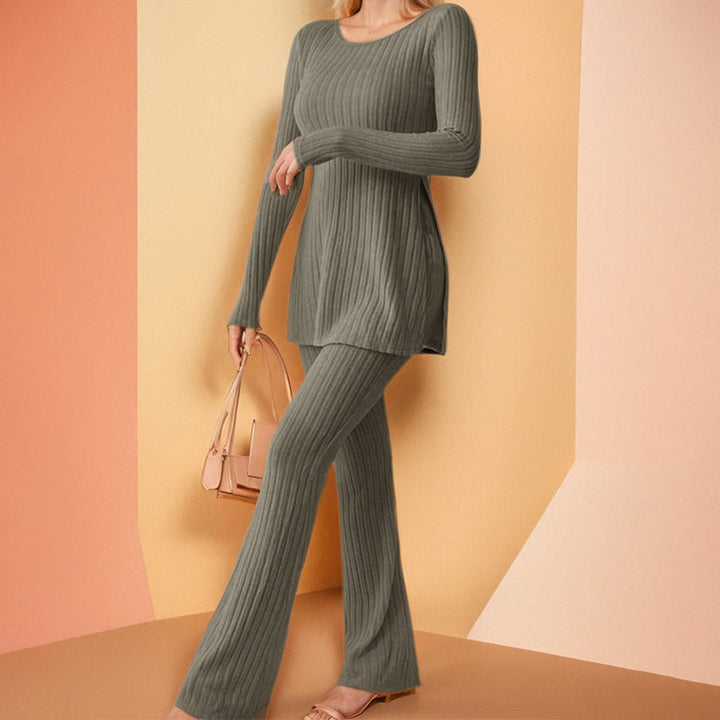Damen lässiges Strick-Set mit weitem Bein und harmonischem Schnitt W&W Mode