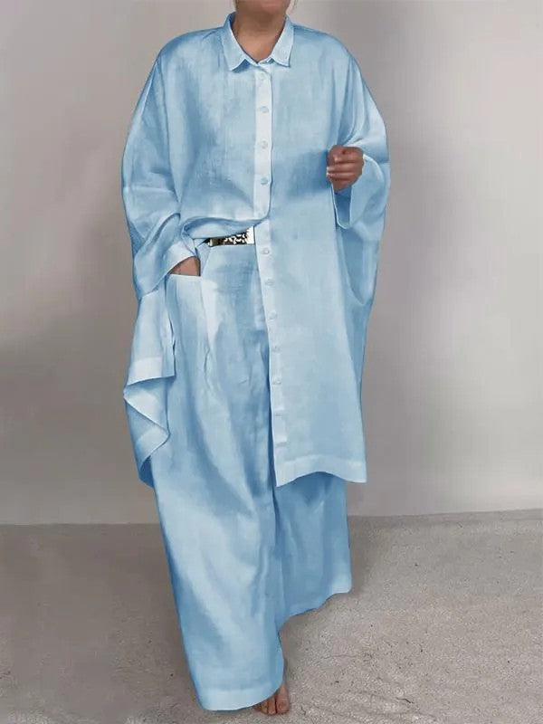 Damen Zweiteiler mit weiter Hose und Taschen