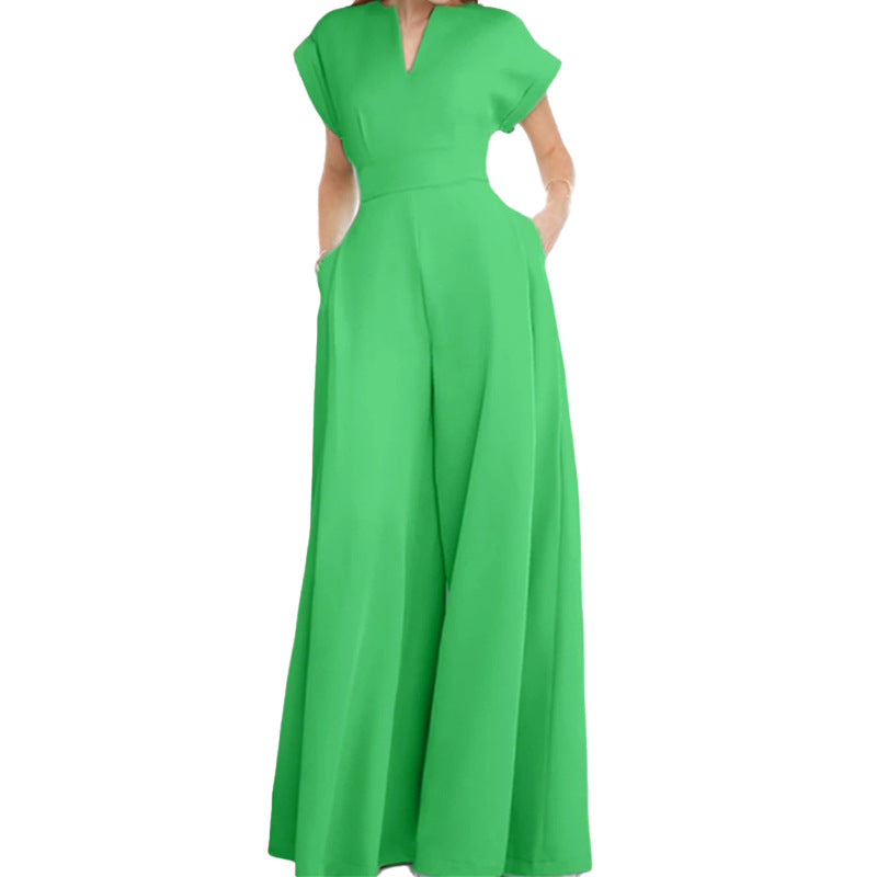 Damen Jumpsuit mit weitem Bein und elegantem Kragen W&W Mode