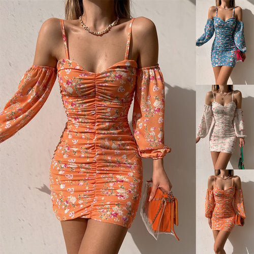 Damen Minikleid mit schulterfreiem Design und voluminösen Ärmeln W&W Mode