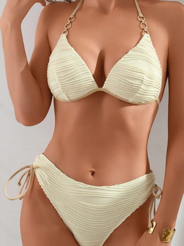Damen Triangel-Bikini-Set mit Rüschen-Details und angesagten Schnürungen W&W Mode