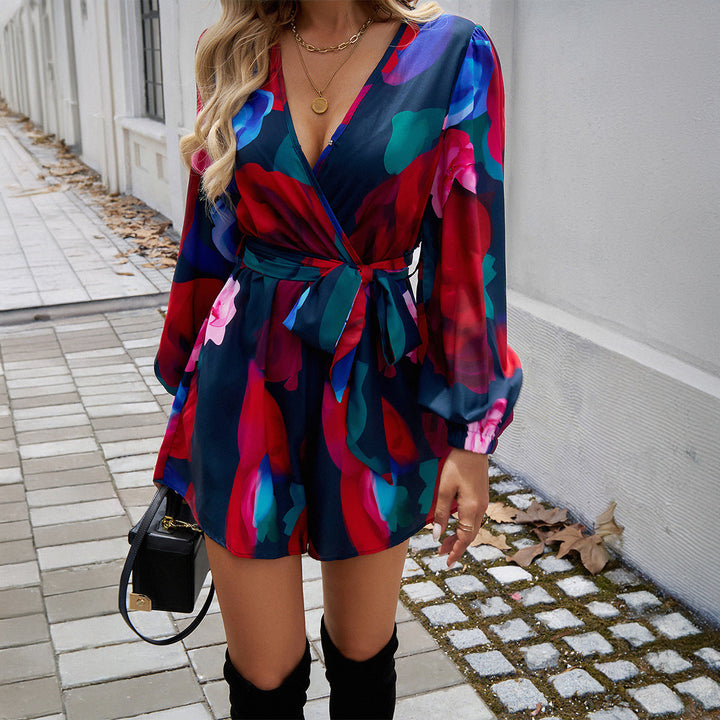 Damen Wickelkleid mit verspieltem Blumendesign und eleganten Puffärmeln W&W Mode