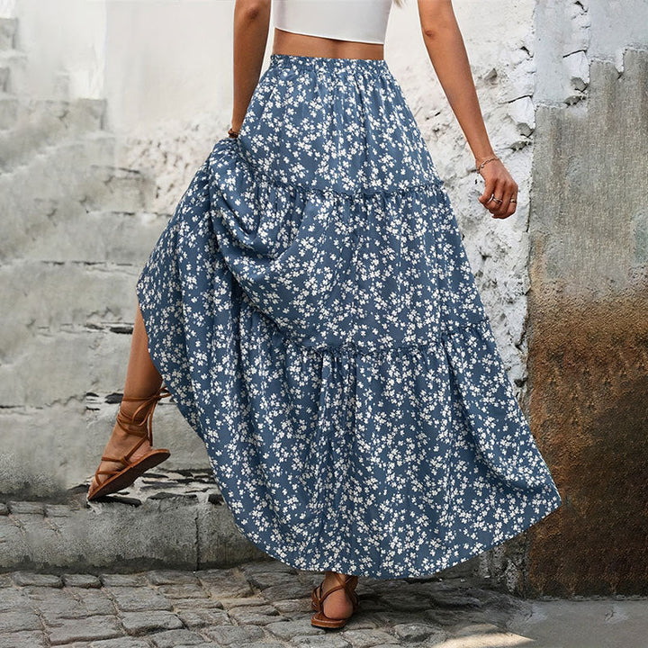 Damen Maxi Rock mit floralem Muster W&W Mode