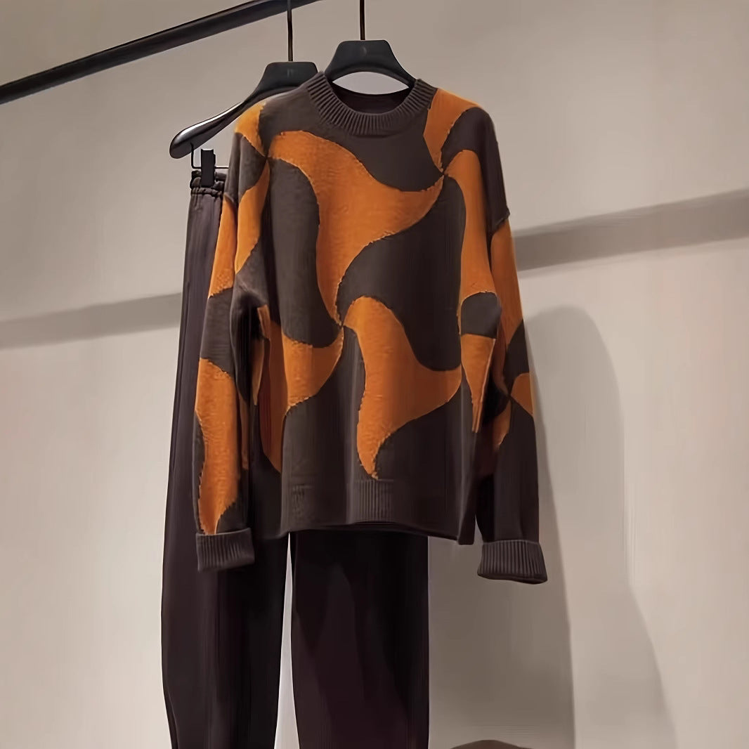 Damen Übergroßer Pullover mit einzigartigem Muster W&W Mode