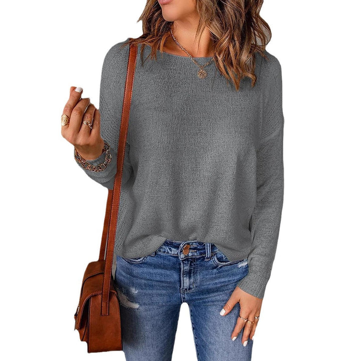 Damen lässiges Strickoberteil mit lockerer Passform und feinem Rippenmuster W&W Mode