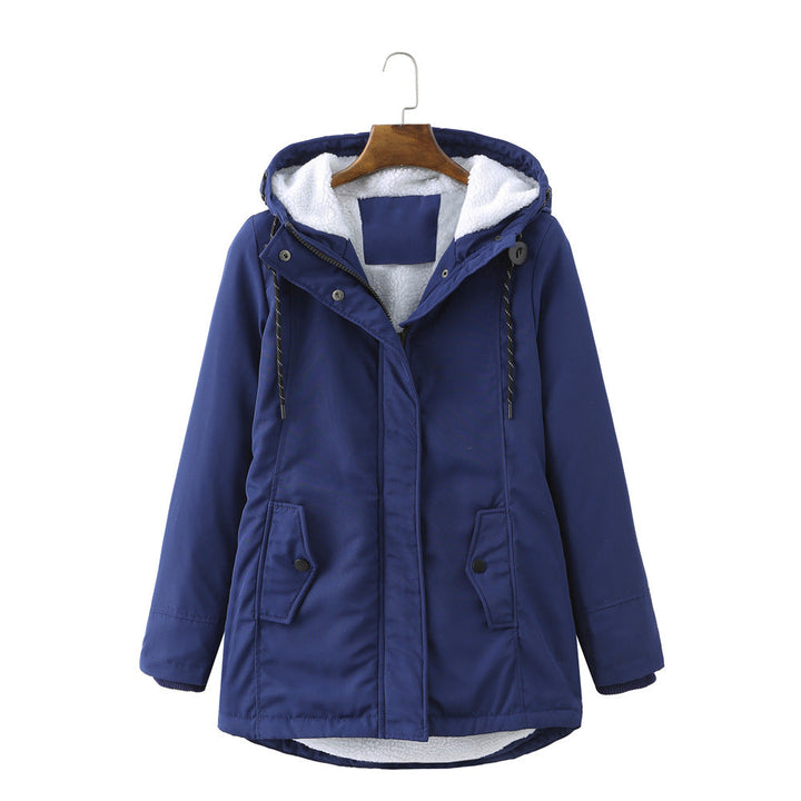 Damen-Winterjacke mit Futter und verstellbarer Kapuze