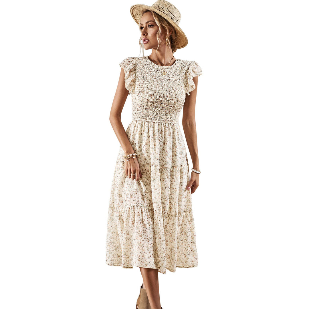 Damen Midikleid mit floralem Design und schmeichelndem Rüschensaum W&W Mode