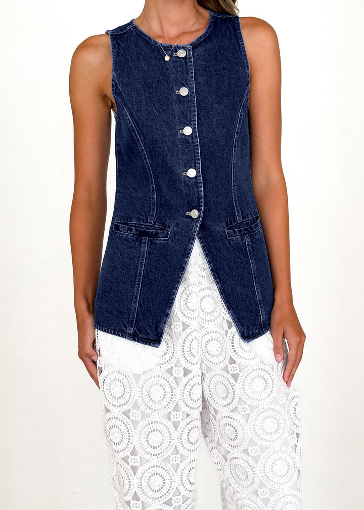 Damen Denim-Hemdjacke mit modernem Schnitt und Knopfdetails W&W Mode