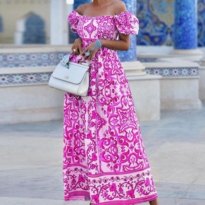 Damen Maxikleid mit schulterfreiem Design und elegantem floralen Muster W&W Mode
