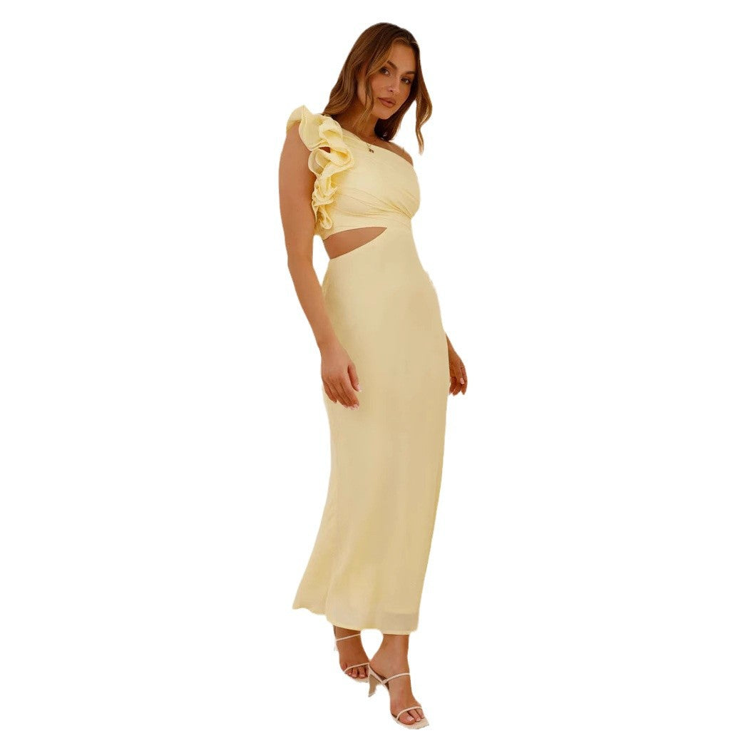 Damen Cocktailkleid mit asymmetrischem Schnitt und Rüschendetails W&W Mode