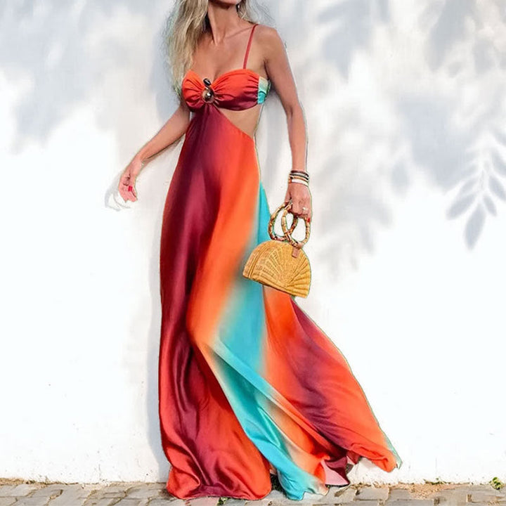 Damen Maxikleid mit innovativem Cut-Out-Design und farbverlaufendem Stoff W&W Mode