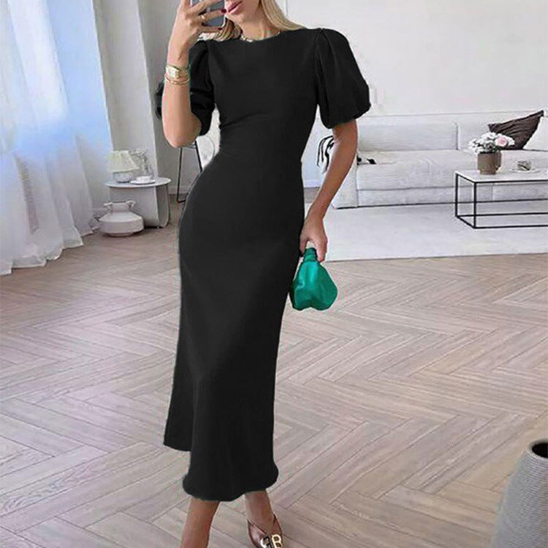 Damen Maxikleid mit voluminösen Ärmeln und figurbetontem Schnitt W&W Mode
