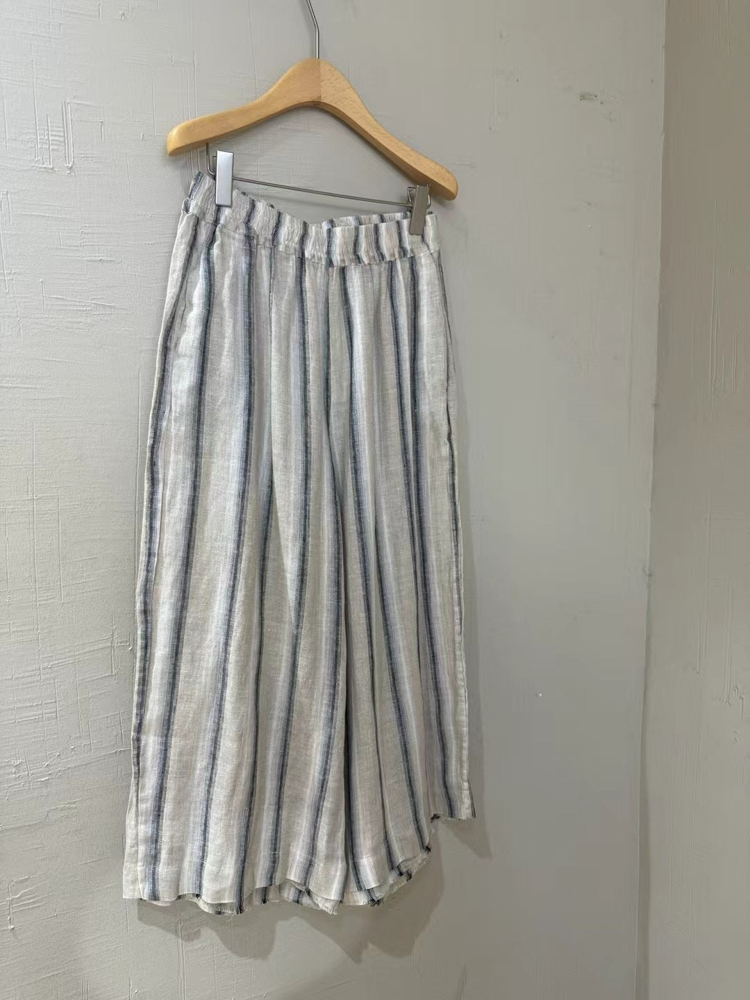 Damen Relaxed Fit Gestreifte Leinen Culottes W&W Mode